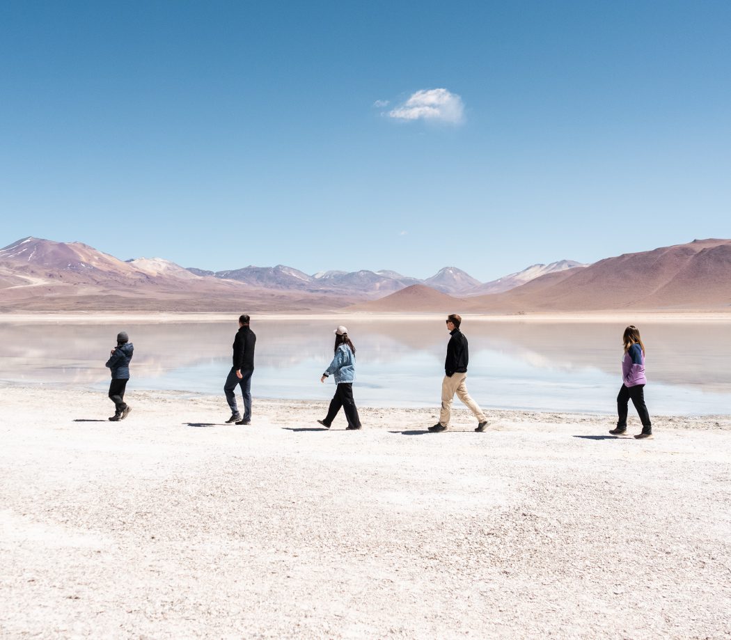People walking in Uyuni