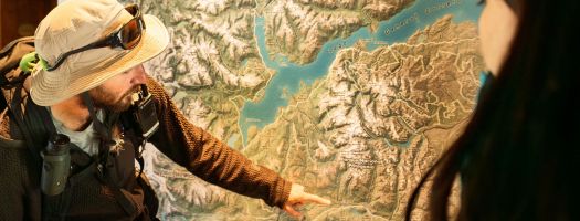 Guide explaining a map