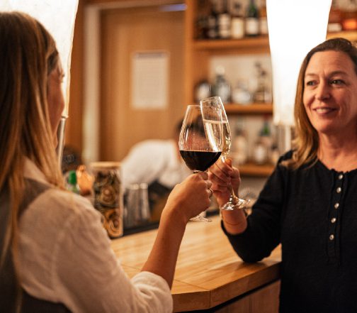 Friends having a glass of wine in Atacama