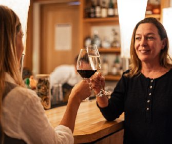Friends having a glass of wine in Atacama