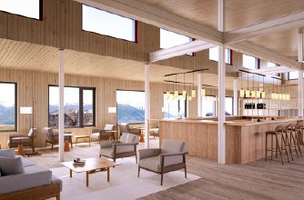 Interior common areas renderings of Lodge El Calafate