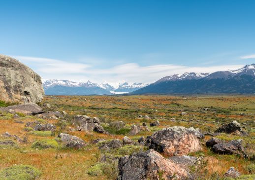 Location of El Calafate Lodge, with the Perito Moreno Glacier in the background